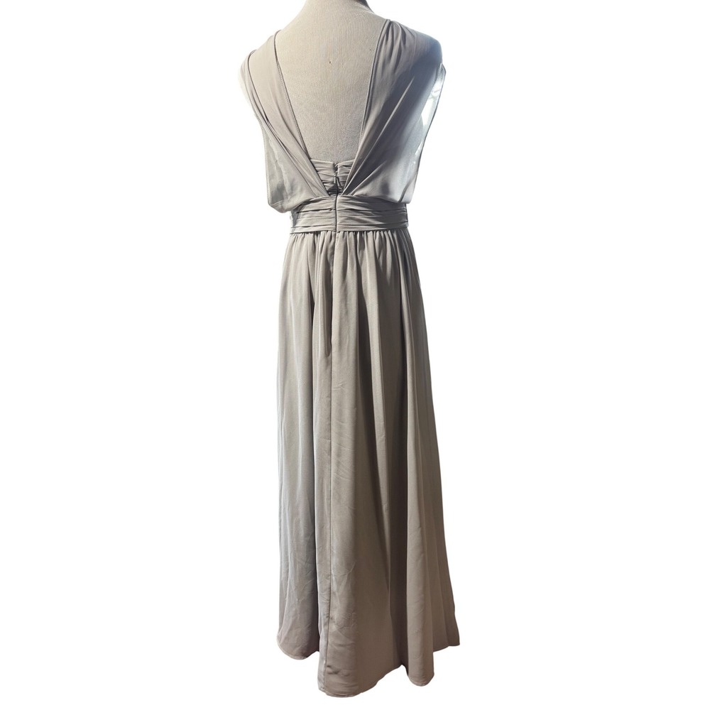 Bill Levkoff Gown Women‎ 8 Taupe Halter Pleated Chiffon Formal Dress - Picture 2 of 13